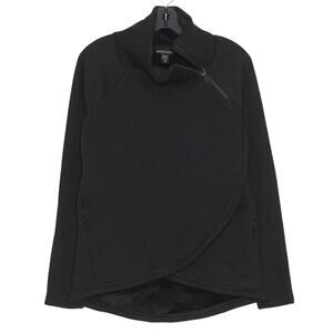 Athleta Cozy Karma Asymmetrical Pullover Athleisure Minimalist Fleece Black XS